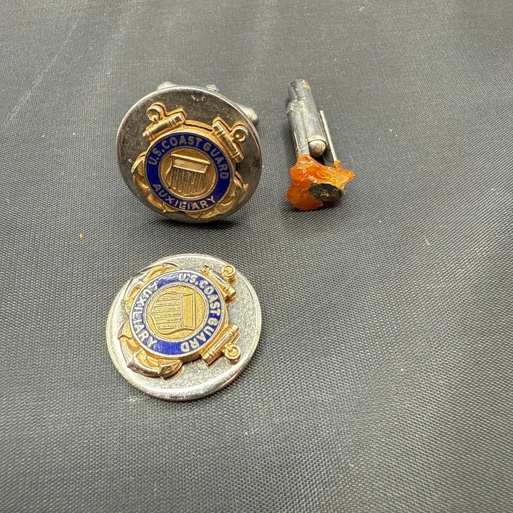 LOT-US Coast Guard Auxillary Lapel Pin Silver &‎ Gold Tone, cufflinks, tie tacks